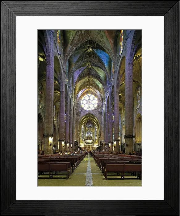 Framed Print : Palma de Majora Cathedral. ca. 1230-1613. SPAIN. BALEARES. MALLORCA. Palma de Mallorca. Cathedral of St. Mary. Outside. Gothic art. Architecture