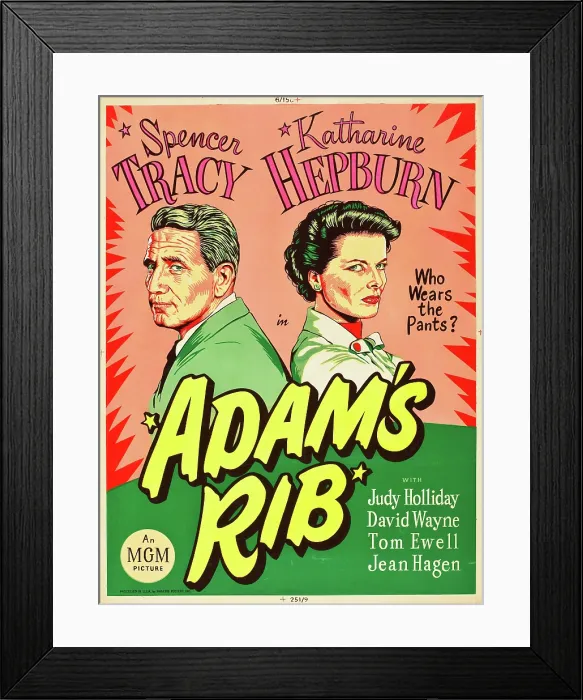 Framed Print : ADAM'S RIB, l-r: Spencer Tracy, Katharine Hepburn on US poster art, 1949 Framed Print : ADAM'S RIB, l-r: Spencer Tracy, Katharine Hepburn on US poster art, 1949
