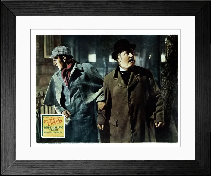 Framed Print : THE ADVENTURES OF SHERLOCK HOLMES, from left, Basil Rathbone, Nigel Bruce, 1939, TM and copyright 20th Century Fox Film Corp. All rights reserved / Courtesy Everett Collection Framed Print : THE ADVENTURES OF SHERLOCK HOLMES, from left, Basil Rathbone, Nigel Bruce, 1939, TM and copyright 20th Century Fox Film Corp. All rights reserved / Courtesy Everett Collection