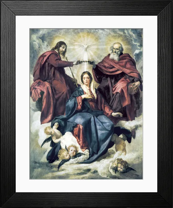 Framed Print : VELAZQUEZ, Diego Rodrguez de Silva (1599-1660). The Coronation of the Virgin. 1641 - 1642. Baroque art. Oil on canvas. SPAIN. Madrid. Prado Museum Framed Print : VELAZQUEZ, Diego Rodrguez de Silva (1599-1660). The Coronation of the Virgin. 1641 - 1642. Baroque art. Oil on canvas. SPAIN. Madrid. Prado Museum