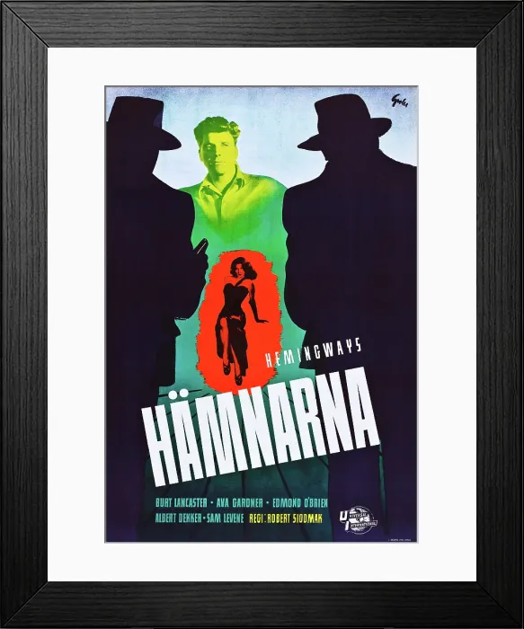 Framed Print : THE KILLERS (aka HAMNARNA), Burt Lancaster, (Swedish poster art), 1946 Framed Print : THE KILLERS (aka HAMNARNA), Burt Lancaster, (Swedish poster art), 1946