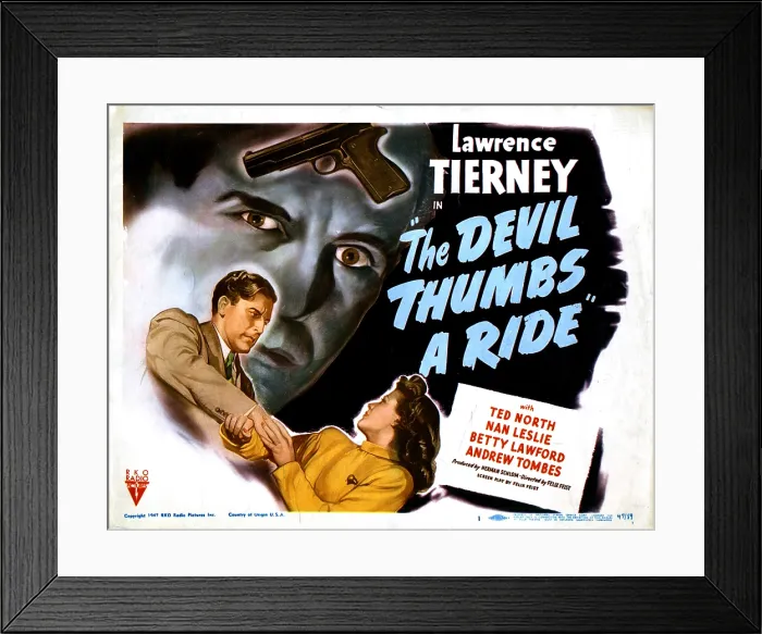 Framed Print : THE DEVIL THUMBS A RIDE, Lawrence Tierney, Nan Leslie, 1947