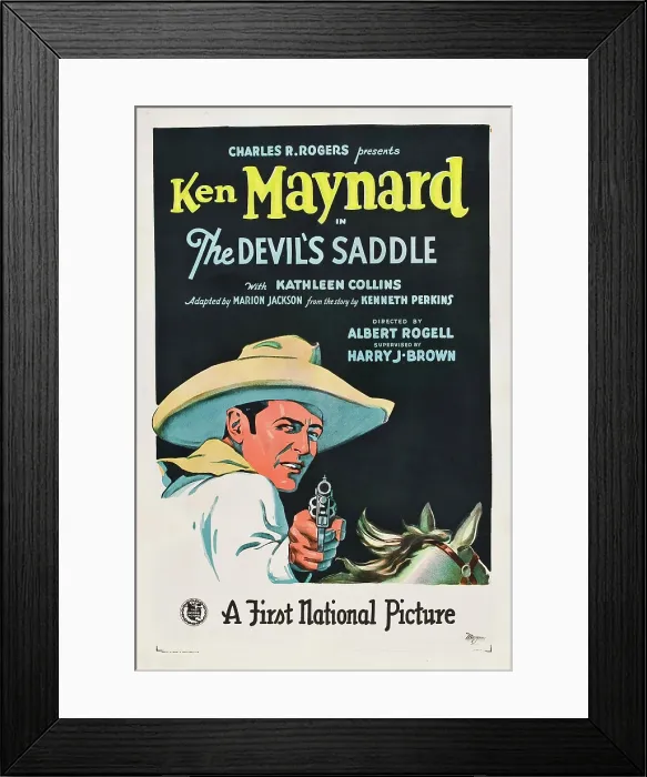 Framed Print : THE DEVIL'S SADDLE, US poster art, Ken Maynard, 1927