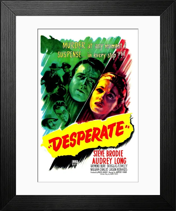 Framed Print : DESPERATE, US poster, center from left: Steve Brodie, Audrey Long, 1947
