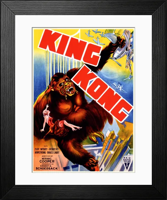 Framed Print : KING KONG, King Kong holding Fay Wray atop the Empire State Building on Spanish poster art, 1933 Framed Print : KING KONG, King Kong holding Fay Wray atop the Empire State Building on Spanish poster art, 1933