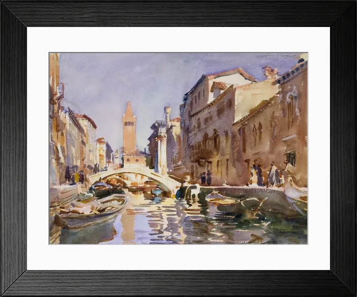 Framed Print : VENETIAN CANAL, by John Singer Sargent, 1913, American watercolor painting. In the background is the Campanile in St. Marks Square (BSLOC_2017_9_50) Framed Print : VENETIAN CANAL, by John Singer Sargent, 1913, American watercolor painting. In the background is the Campanile in St. Marks Square (BSLOC_2017_9_50)