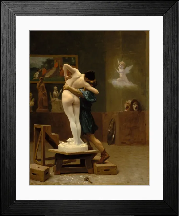 Framed Print : PYGMALION AND GALATEA, by Jean-Leon Gerome, 1890, French painting, oil on canvas