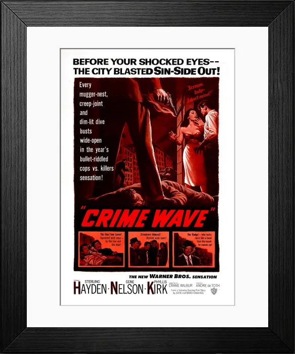 Framed Print : CRIME WAVE, (aka THE CITY IS DARK), US poster, 1954