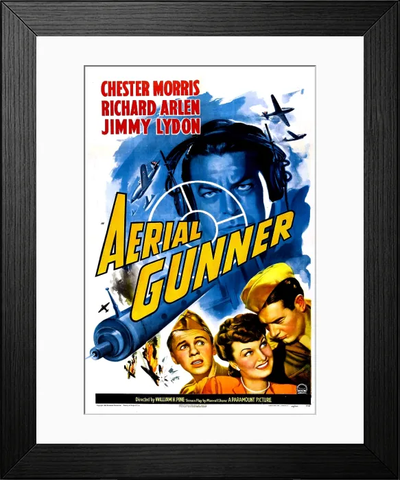 Framed Print : AERIAL GUNNER, US poster, center: Chester Morris, bottom from left: Jimmy Lydon, Lita Ward, Richard Arlen, 1943