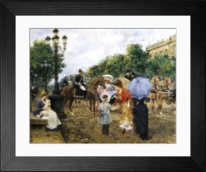 Framed Print : MIRALLES I GALAUP, Francesc (1848-1901). Paseo de Gracia. 1893. Costumbrism. Oil on canvas. Private Collection. AISA / Everett Collection**US SALES ONLY**