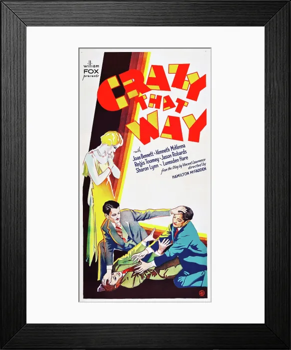 Framed Print : CRAZY THAT WAY, l-r: Joan Bennett, Kenneth Mackenna, Regis Toomey on US poster art, 1930, TM and Copyright 20th Century Fox Film Corp