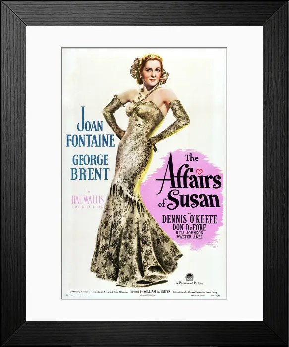 Framed Print : THE AFFAIRS OF SUSAN, US poster art, Joan Fontaine, 1945 Framed Print : THE AFFAIRS OF SUSAN, US poster art, Joan Fontaine, 1945