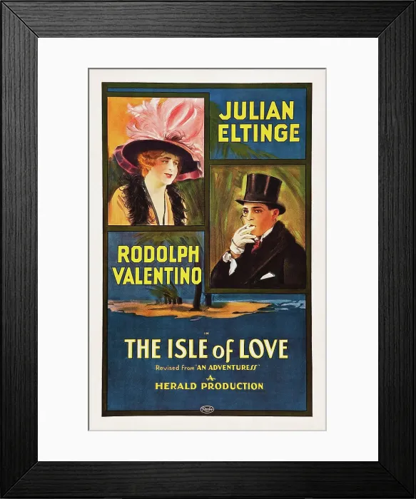 Framed Print : THE ADVENTURESS, (aka ISLE OF LOVE), bottom: Rudolph Valentino on poster art, 1920 Framed Print : THE ADVENTURESS, (aka ISLE OF LOVE), bottom: Rudolph Valentino on poster art, 1920