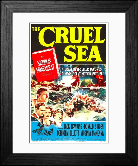 Framed Print : THE CRUEL SEA, US poster, Jack Hawkins (top left), 1953