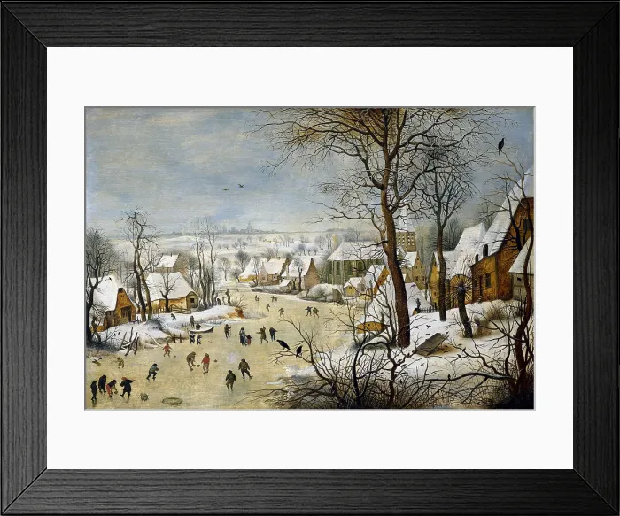 Framed Print : Breugel, Pieter, II, The Younger, called 'Hell Bruegel' (1564-1638). Winter Landscape with a Bird-trap. 1565. Copy from an original of Brueghel 'the Elder'