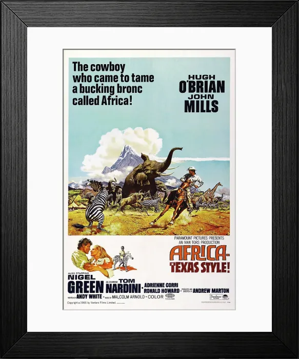 Framed Print : AFRICA-TEXAS STYLE, US poster art, Hugh O'Brian, (bottom left), 1967