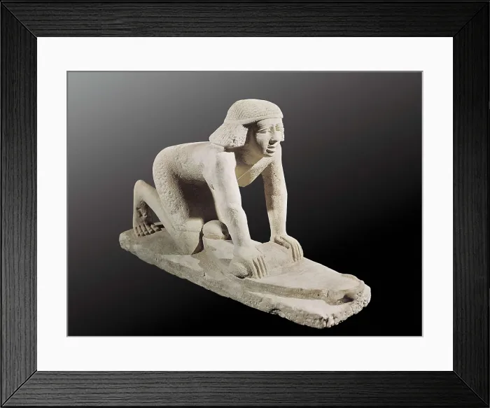Framed Print : Model of a servant grinding grain. 2494 - 2345 BC. 5th Dynasty. Painted stone. Egyptian art. Old Kingdom. Sculpture on rock. EGYPT. Cairo. Egyptian Museum. Proc: EGYPT. Saqqara Framed Print : Model of a servant grinding grain. 2494 - 2345 BC. 5th Dynasty. Painted stone. Egyptian art. Old Kingdom. Sculpture on rock. EGYPT. Cairo. Egyptian Museum. Proc: EGYPT. Saqqara