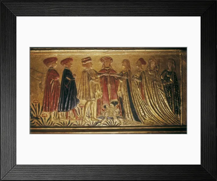 Framed Print : Marriage chest. ca. 1430-1460. Renaissance art. Quattrocento. Furniture; Relief. UNITED KINGDOM. London. Victoria and Albert Museum. Proc: ITALY. TUSCANY
