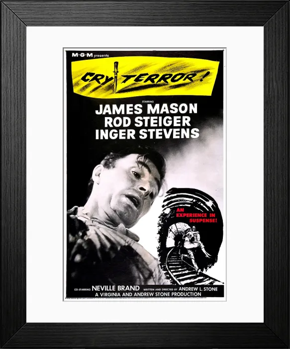 Framed Print : CRY TERROR!, US poster, James Mason, 1958 Framed Print : CRY TERROR!, US poster, James Mason, 1958