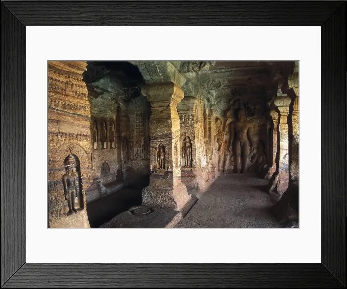 Framed Print : INDIA. KARNATAKA. Badami. Caves of the ancient capital of the Calukya kingdom (4th-8th c.). Hindu art. AISA / Everett Collection**US SALES ONLY**