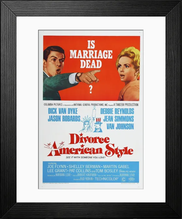 Framed Print : DIVORCE AMERICAN STYLE, US poster, from left: Dick Van Dyke, Debbie Reynolds, 1967