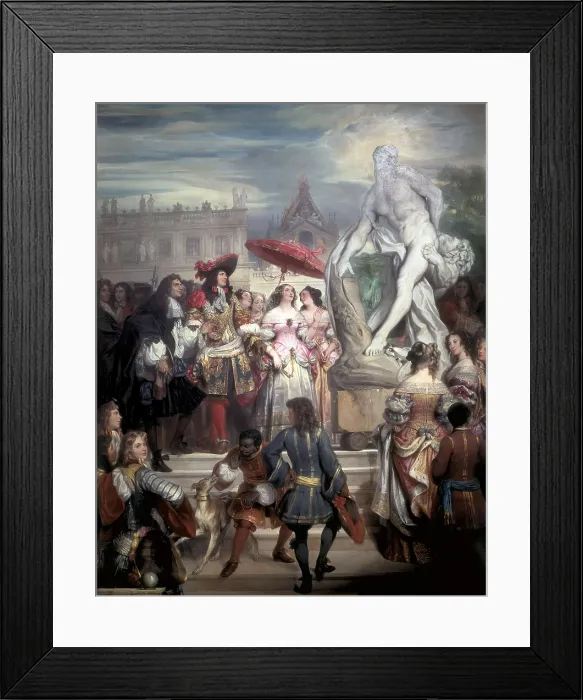Framed Print : DEVERIA, Eugne (1805-1865). Puget presenting the Milo of Crotona to Louis XIV in the gardens of Versailles. 1832