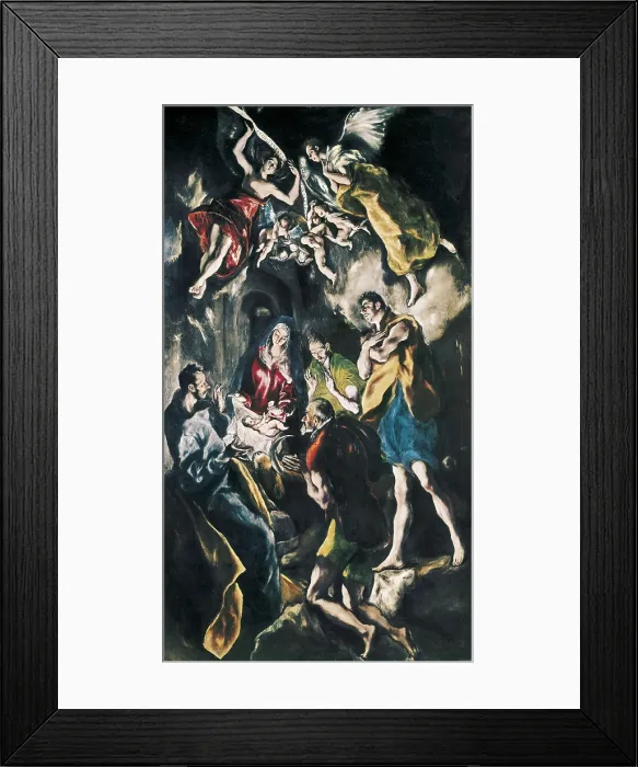 Framed Print : Greco, Domnikos Theotokpoulos, called El (1541-1614). The Adoration of the Shepherds. 1603 - 1605. Mannerism art. Oil on canvas. SPAIN. Madrid. Prado Museum