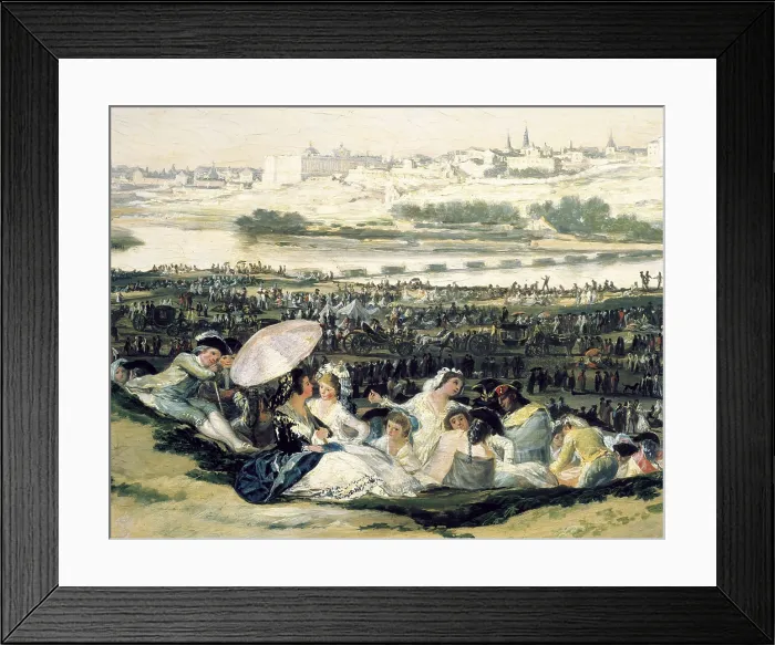 Framed Print : GOYA Y LUCIENTES, Francisco de (1746-1828). The Meadow of San Isidro. 1791. Central lower detail. View of the meadow on the 15th May, during the festivities of the Saint