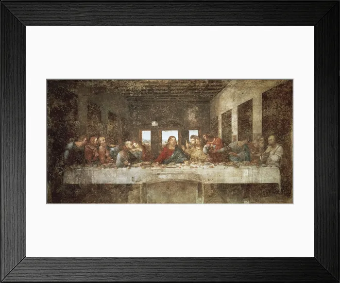 Framed Print : LEONARDO DA VINCI (1452-1519). The Last Supper. ITALY. Milan. Santa Maria delle Grazie (St. Mary of Graces). Renaissance art. Cinquecento. Mixed technic Framed Print : LEONARDO DA VINCI (1452-1519). The Last Supper. ITALY. Milan. Santa Maria delle Grazie (St. Mary of Graces). Renaissance art. Cinquecento. Mixed technic