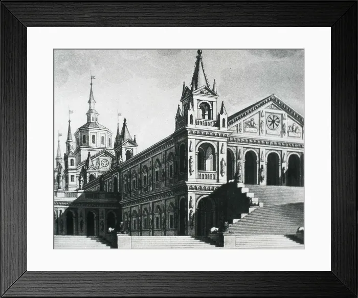 Framed Print : ROSSINI, Gioacchino (1792-1868). Sketch for the scenery of the opera 'Tancredi', in a performance at the Scala of Milan. Painting