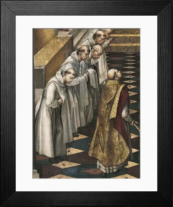Framed Print : BERRUGUETE, Pedro (1450-1504). Apparition of the Virgin to a Dominican Community. 1490 - 1496. Right-hand lower detail. Oil on wood. SPAIN. Madrid. Prado Museum Framed Print : BERRUGUETE, Pedro (1450-1504). Apparition of the Virgin to a Dominican Community. 1490 - 1496. Right-hand lower detail. Oil on wood. SPAIN. Madrid. Prado Museum