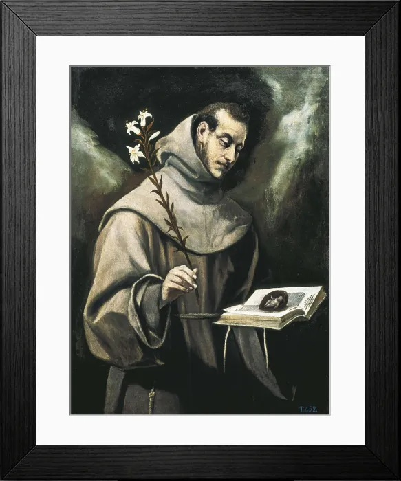 Framed Print : Greco, Domnikos Theotokpoulos, called El (1541-1614). Saint Anthony of Padua. 1576. Mannerism art. Oil on canvas. SPAIN. Madrid. Prado Museum