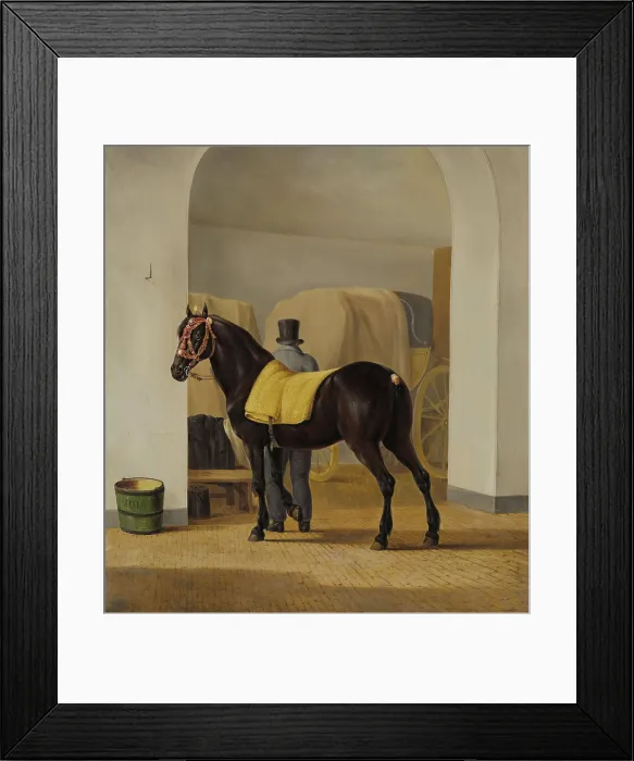 Framed Print : Adriaan van der Hoop's Trotter De Rot at the Coach House, by Anthony Oberman, 1828, Dutch painting, oil on canvas Framed Print : Adriaan van der Hoop's Trotter De Rot at the Coach House, by Anthony Oberman, 1828, Dutch painting, oil on canvas