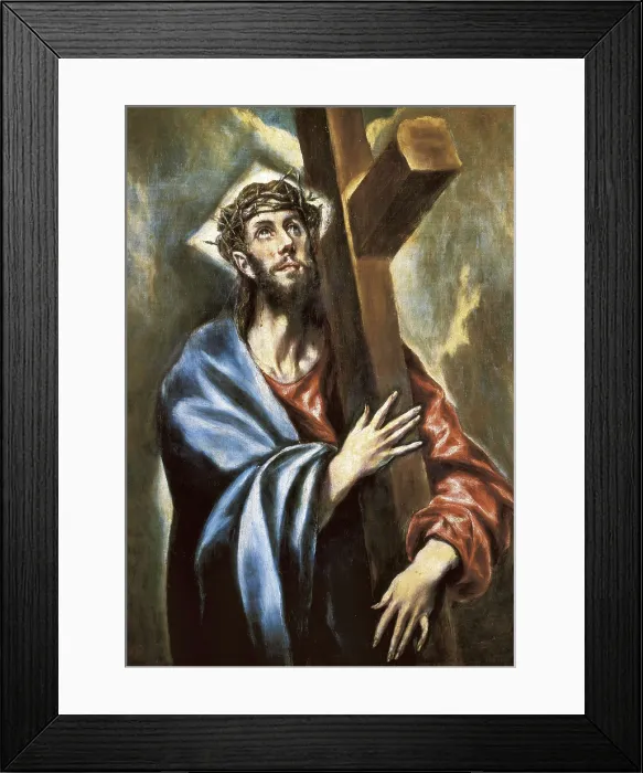 Framed Print : Greco, Domnikos Theotokpoulos, called El (1541-1614). Christ Clasping the Cross. 1594 - 1604. Mannerism art. Oil on canvas. SPAIN. Madrid. Prado Museum