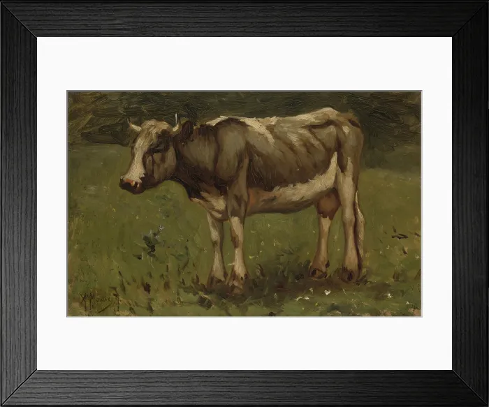 Framed Print : Cow, by Anton Mauve, c. 1860-88, Dutch painting, oil on panel. Guernsey dairy cow in a pasture. (BSLOC_2016_1_317)