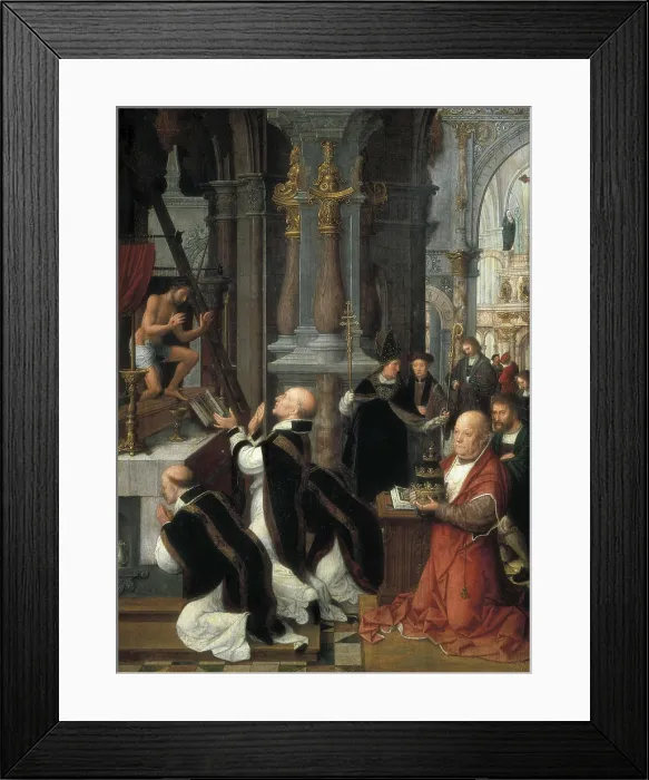 Framed Print : ISENBRANDT, Adriaen (16th century). The Mass of St. 16th c. Apparition of Christ to Pope Saint Gregory. Flemish art. Oil on canvas. SPAIN. Madrid. Prado Museum