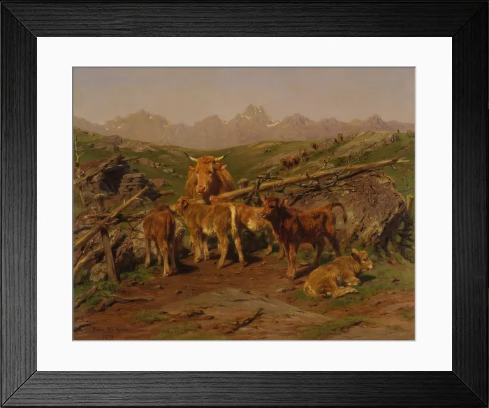 Framed Print : WEANING OF THE CALVES, by Rosa Bonheur, 1879, French painting, oil on canvas