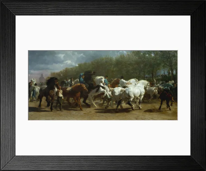 Framed Print : THE HORSE FAIR, by Rosa Bonheur, 1852-55, French painting, oil on canvas. The horse market in Paris on the Boulevard de l'Hopital was painted over a period of 3 years Framed Print : THE HORSE FAIR, by Rosa Bonheur, 1852-55, French painting, oil on canvas. The horse market in Paris on the Boulevard de l'Hopital was painted over a period of 3 years