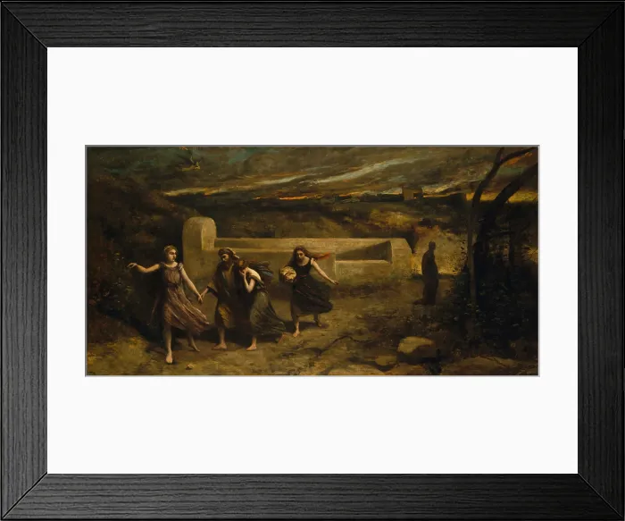 Framed Print : THE BURNING OF SODOM, by Camille Corot, 1843-57, French painting, oil on canvas. This was exhibited at the Paris Salon of 1857 Framed Print : THE BURNING OF SODOM, by Camille Corot, 1843-57, French painting, oil on canvas. This was exhibited at the Paris Salon of 1857