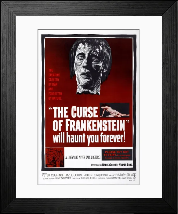 Framed Print : THE CURSE OF FRANKENSTEIN, Christopher Lee (top), 1957 Framed Print : THE CURSE OF FRANKENSTEIN, Christopher Lee (top), 1957