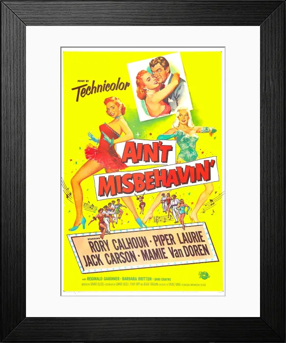Framed Print : AIN'T MISBEHAVIN, US poster, inset: Piper Laurie, Rory Calhoun, center from left: Piper Laurie, Mamie Van Doren, 1955