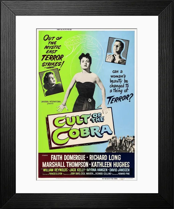 Framed Print : CULT OF THE COBRA, l-r: Kathleen Hughes, Faith Domergue, Marshall Thompson on poster art, 1955 Framed Print : CULT OF THE COBRA, l-r: Kathleen Hughes, Faith Domergue, Marshall Thompson on poster art, 1955
