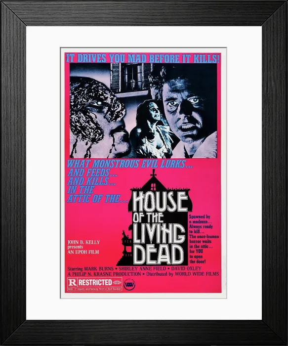 Framed Print : HOUSE OF THE LIVING DEAD, (aka CURSE OF THE DEAD), US poster, from left: Shirley Anne Field, Mark Burns, 1974