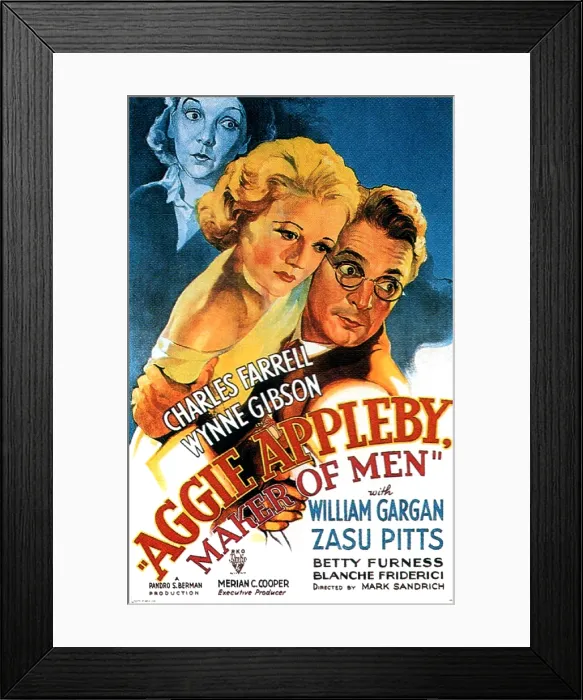 Framed Print : AGGIE APPLEBY MAKER OF MEN, US poster art, from left: Zasu Pitts, Wynne Gibson, Charles Farrell, 1933