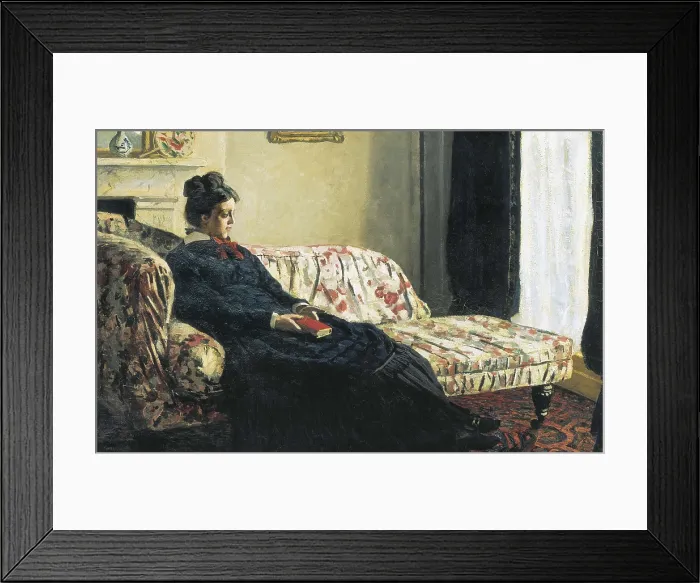 Framed Print : MONET, Claude (1840-1926). Meditation, or Madame Monet on the Sofa. 1871. Camile Doncieux (1847-1879), first wife of the artist. Impressionism. Oil on canvas. FRANCE. Paris