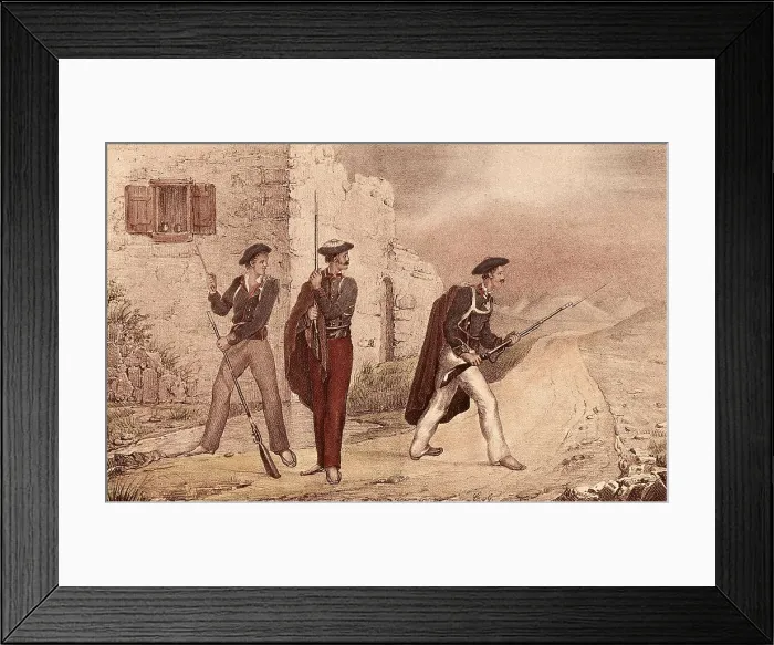 Framed Print : Spain. Carlist Wars. Guides of Aragn. Picture from 'Album de tropas carlistas de Aragn'. Litography. Private Collection. AISA / Everett Collection**US SALES ONLY**