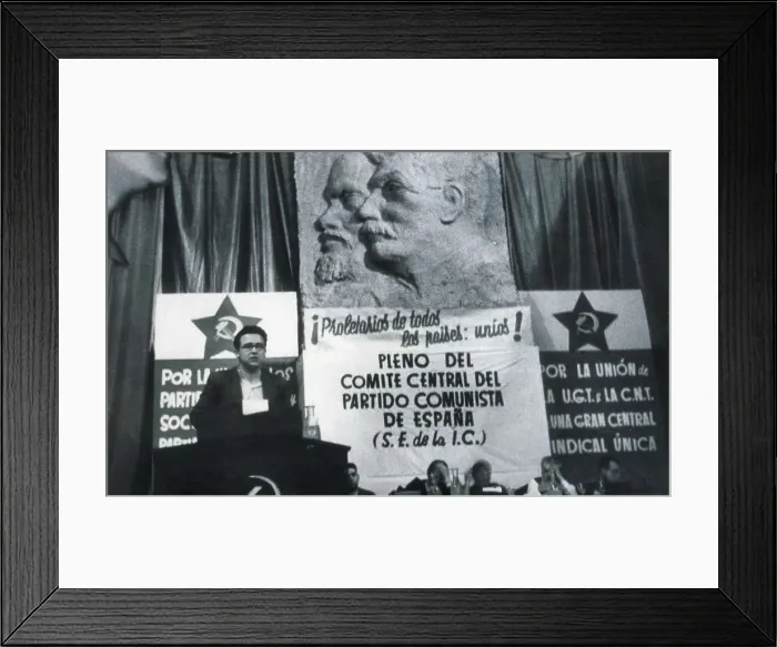 Framed Print : Spanish Civil War (1936-1939). Santiago Carrillo in a meeting in the Central Committe of the Communist Party. SPAIN. Salamanca. Archivo Histrico Nacional Framed Print : Spanish Civil War (1936-1939). Santiago Carrillo in a meeting in the Central Committe of the Communist Party. SPAIN. Salamanca. Archivo Histrico Nacional