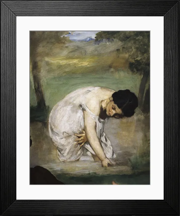 Framed Print : MANET, douard (1832-1883). Le Djeuner sur l'herbe (Luncheon on the Grass). 1863. Detail of the work's upper central part. Suzanne, the painter's partner Framed Print : MANET, douard (1832-1883). Le Djeuner sur l'herbe (Luncheon on the Grass). 1863. Detail of the work's upper central part. Suzanne, the painter's partner