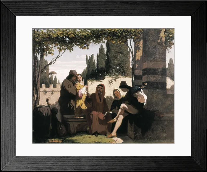 Framed Print : CABIANCA, Vicenzo (1827-1902). Florentine troubadours in the 14th century. 1860. Oil on canvas. ITALY. Florence. Galleria d'Arte Moderna. Palazzo Pitti (Gallery of Modern Art)