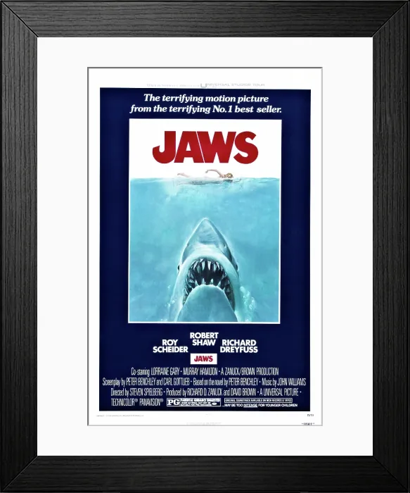 Framed Print : JAWS, Australian poster, 1975